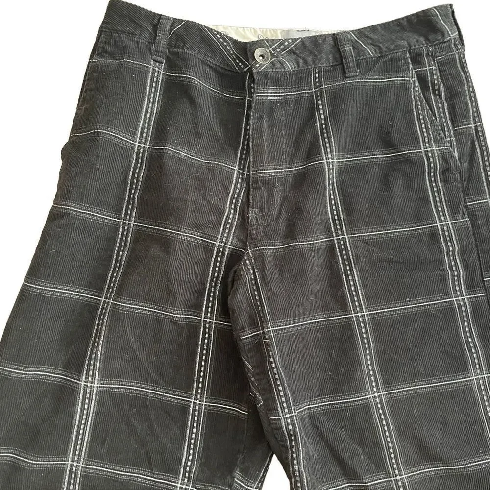 Vans black plaid corduroy shorts size 30.